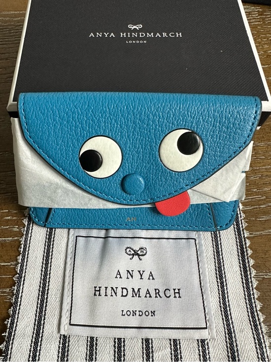 Anya Hindmarch Handbags - Anya Hindmarch envelope card case zany in sea blue Capra with blueberry circus